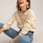 Кардиган с узором из ажурной резинки