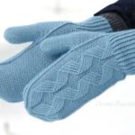 Самые красивые варежки узором ложная коса